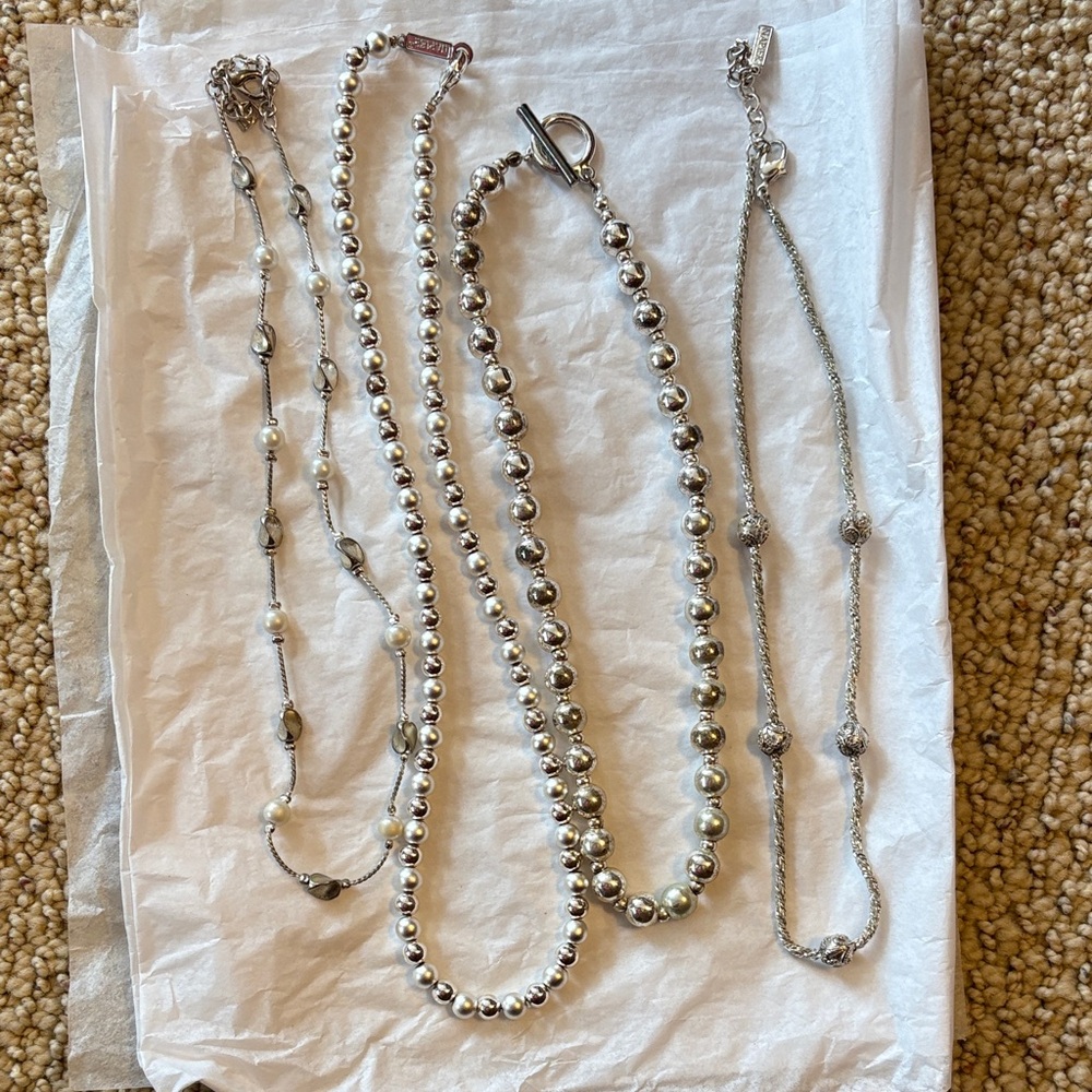 Napier Silver Multi-Strand Bead & Chain Necklace Set
